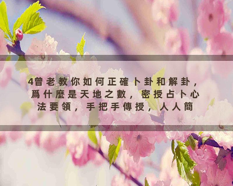 4曾老教你如何正確卜卦和解卦，爲什麼是天地之數，密授占卜心法要領，手把手傳授，人人簡單易學，掌握最重要的解卦核心要…