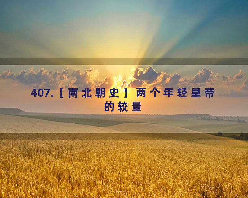 407.【南北朝史】两个年轻皇帝的较量