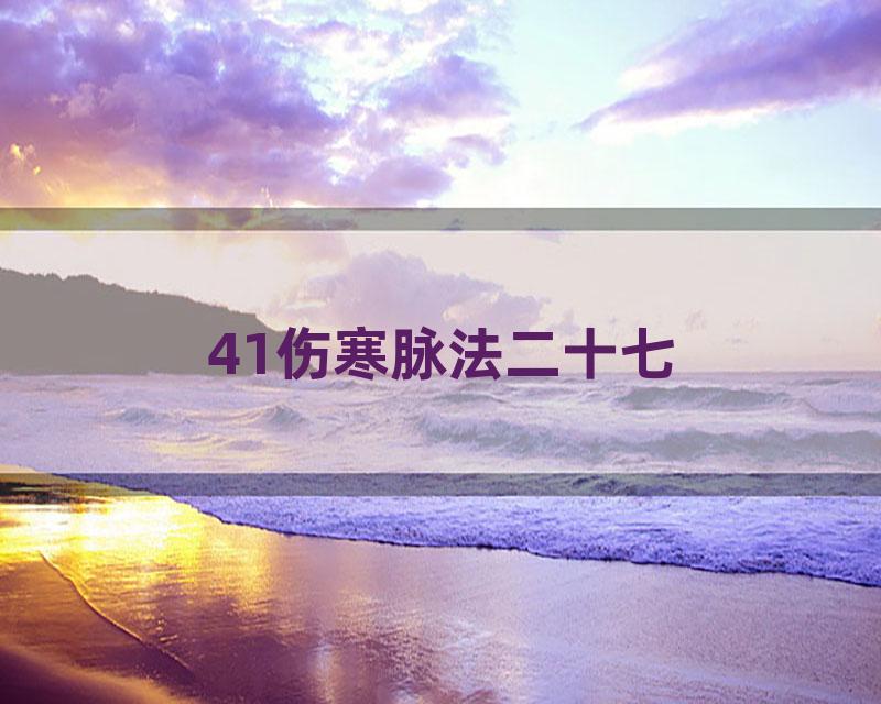 41伤寒脉法二十七