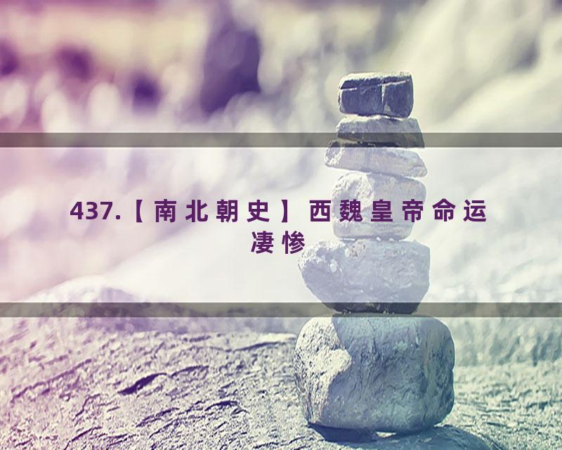 437.【南北朝史】西魏皇帝命运凄惨