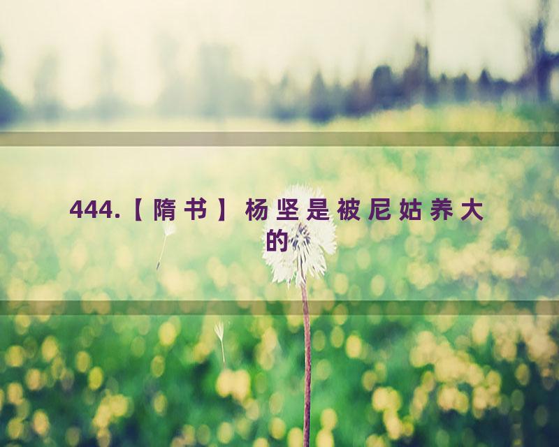 444.【隋书】杨坚是被尼姑养大的