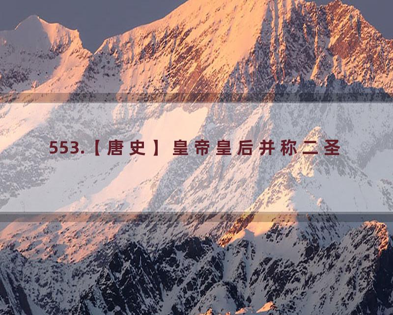 553.【唐史】皇帝皇后并称二圣