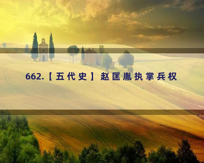 662.【五代史】赵匡胤执掌兵权