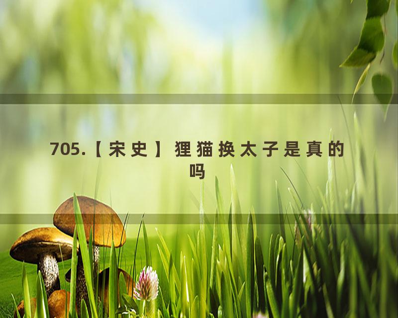 705.【宋史】狸猫换太子是真的吗