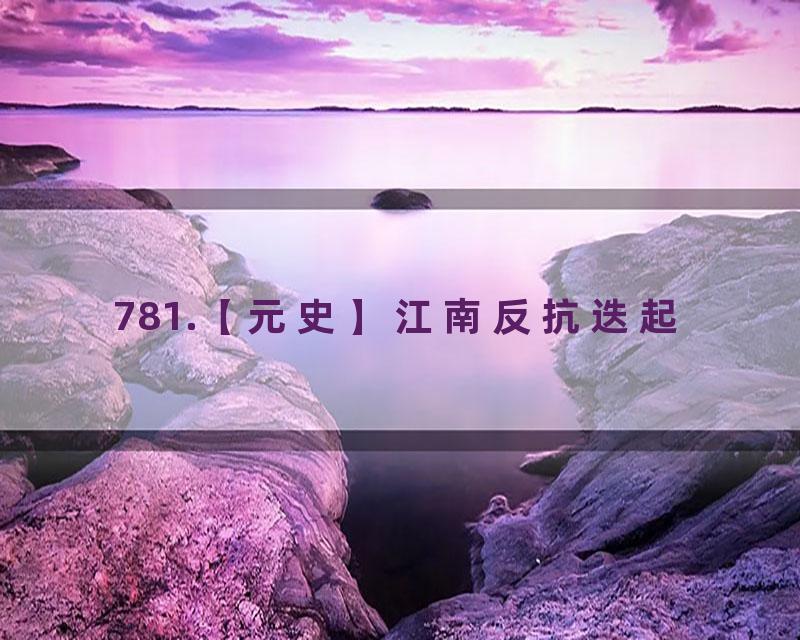 781.【元史】江南反抗迭起