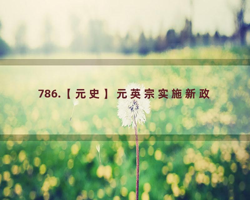 786.【元史】元英宗实施新政