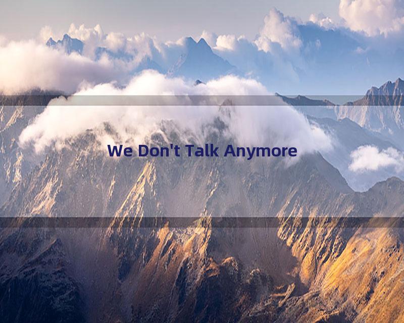 We Don't Talk Anymore